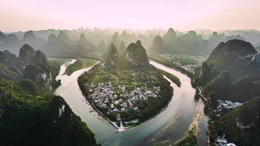 Panorámica de las montañas de Guilin, un sitio qué visitar en China